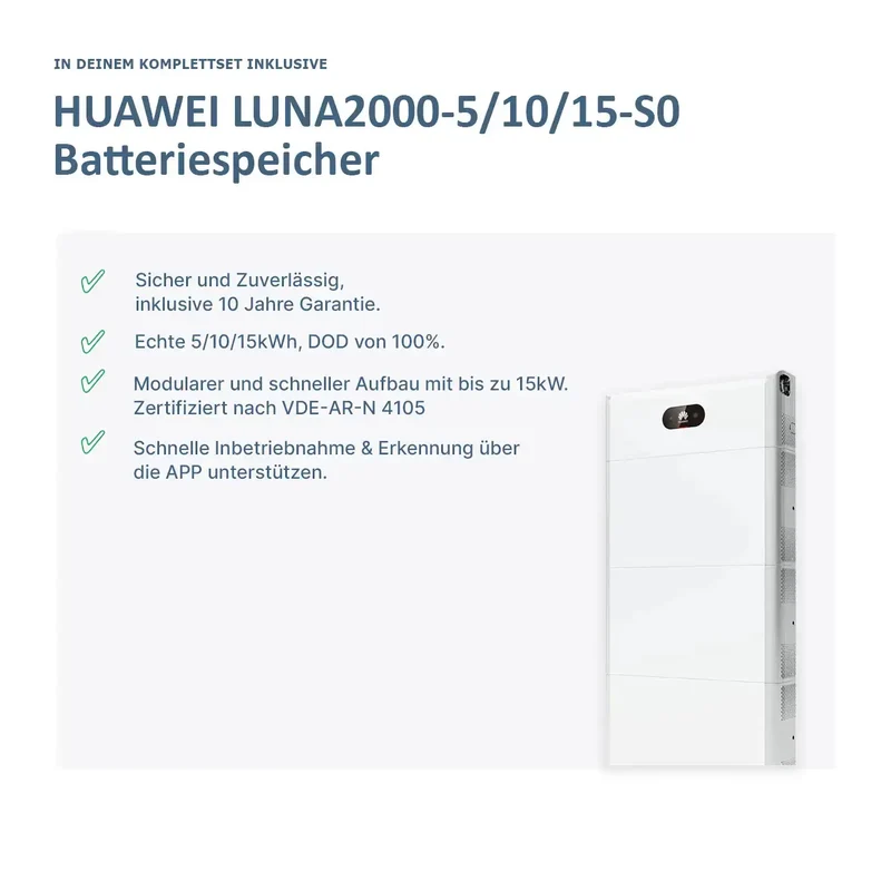 Huawei PV complete system 10KTL with glass glass modules & S0 storage