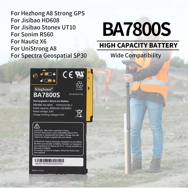 BA7800S Replacement Battery For Stonex UT10 Unistrong RS60 GISBEE A8 Handheld 8000mAh