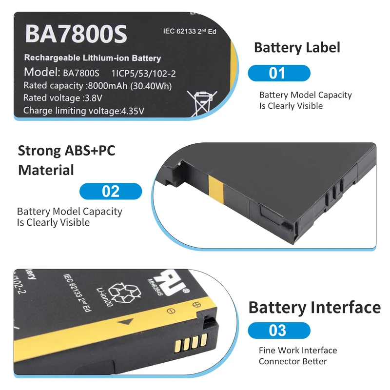 BA7800S Replacement Battery For Stonex UT10 Unistrong RS60 GISBEE A8 Handheld 8000mAh