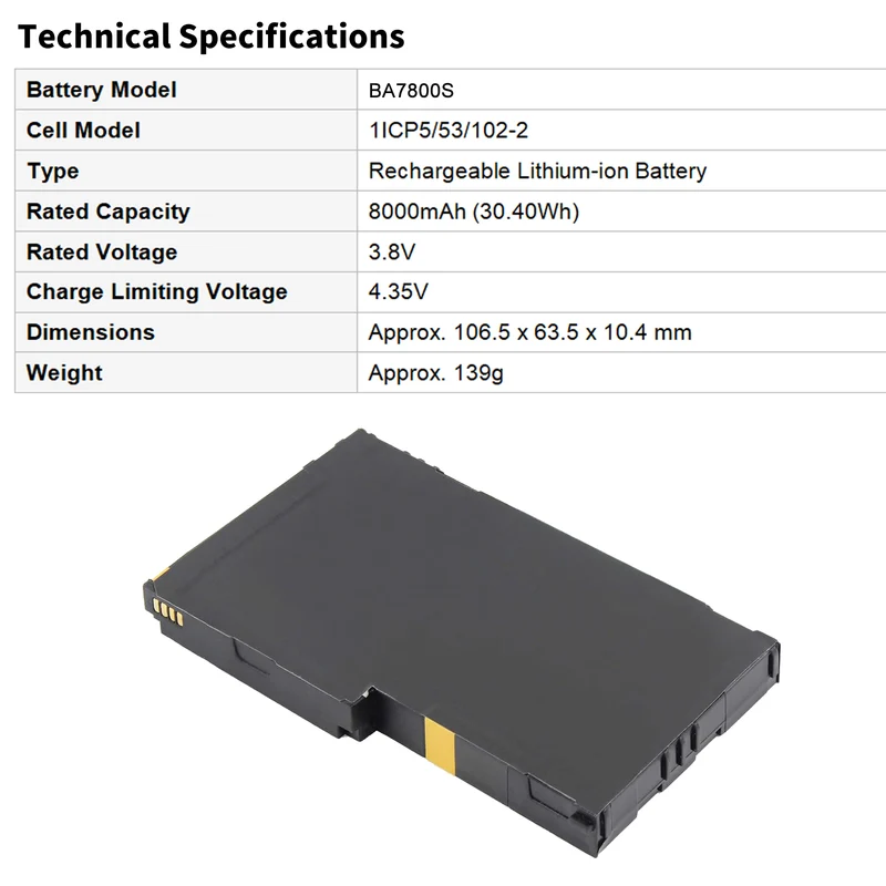 BA7800S Replacement Battery For Stonex UT10 Unistrong RS60 GISBEE A8 Handheld 8000mAh