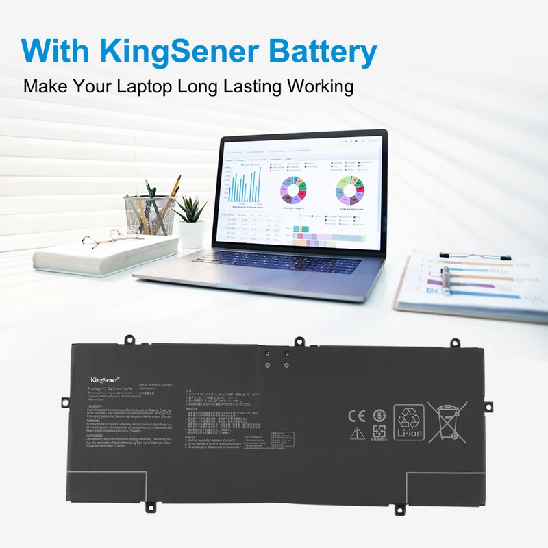 ASUS ZenBook 14 Inch OLED Ultrabook Battery C22N2211 75Wh Replacement For UX3405 MA ZA VA Q425MA Series Laptop