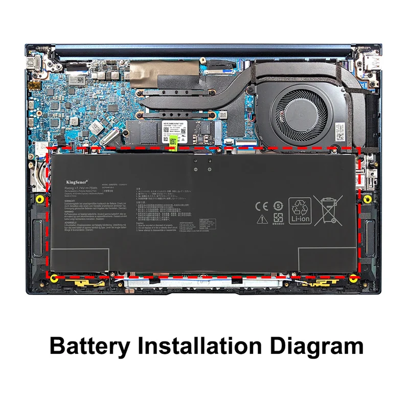 ASUS ZenBook 14 Inch OLED Ultrabook Battery C22N2211 75Wh Replacement For UX3405 MA ZA VA Q425MA Series Laptop