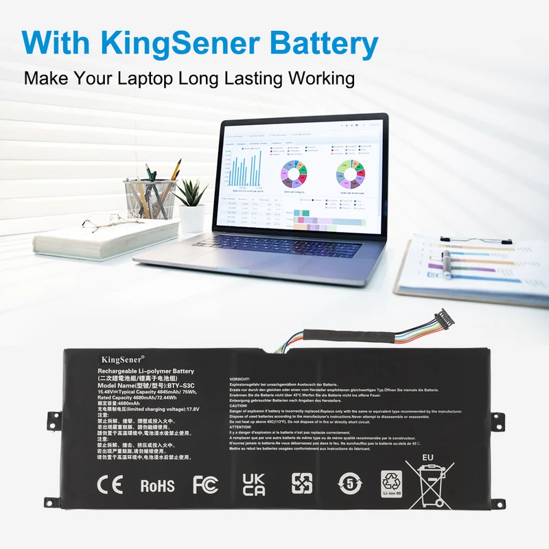 MSI Prestige 13 Inch Replacement Laptop Battery BTY-S3C 75Wh For AI Evo A1MG A2VMG A12M A13M Ultrabook