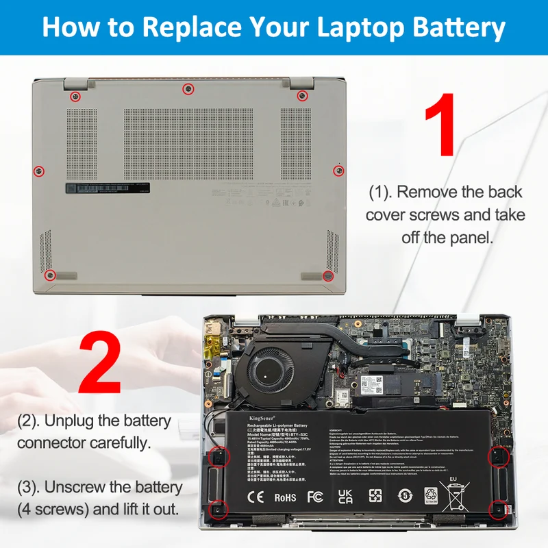 MSI Prestige 13 Inch Replacement Laptop Battery BTY-S3C 75Wh For AI Evo A1MG A2VMG A12M A13M Ultrabook