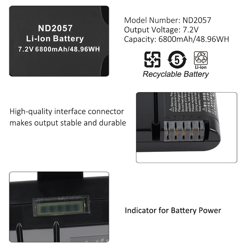 RRC2057 Surgical Headlight Battery 7.2V 49Wh For Coolview 1400XT 2100XT Replacement (ND2057)