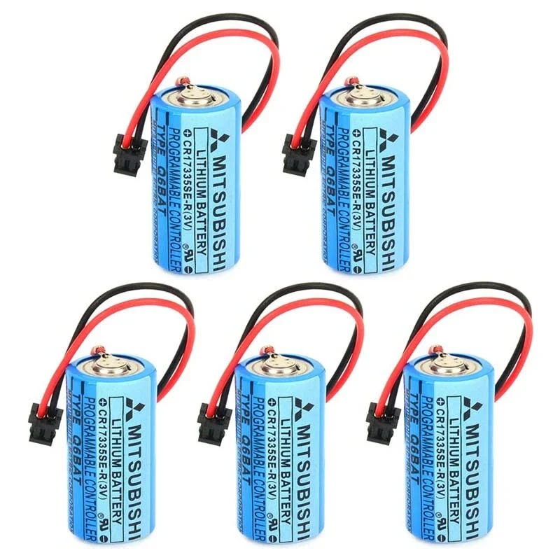 5 PCS Mitsubishi Q6BAT CR17335SE-R 3.0V 1650mAh PLC Replacement Battery - Li-MnO2