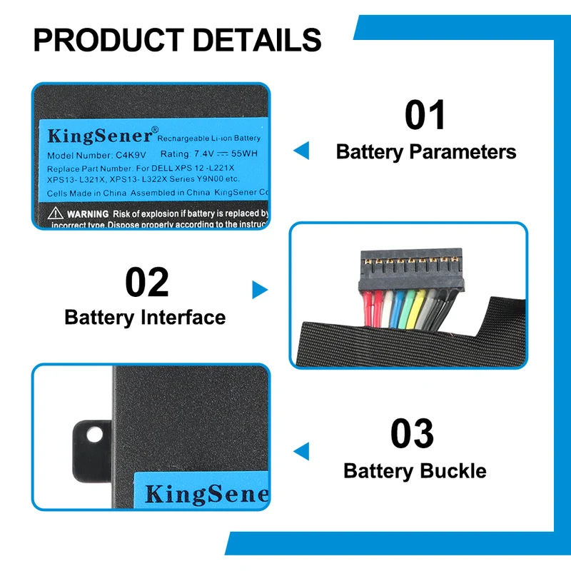C4K9V Y9N00 Ultrabook Battery For Dell XPS 12 XPS 13 Series L221X L321X 9Q23 9333 7.4V 55Wh