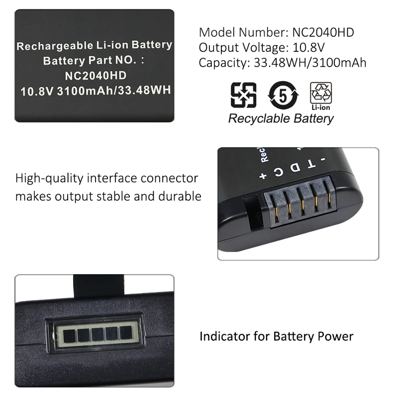 NC2040 NC2040HD NC2040HD34 NC2040A22 Replacement Battery 10.8V 31WH