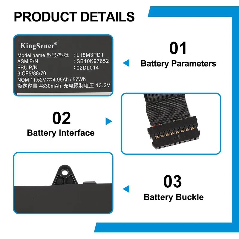 L18M3PD1 L18C3PD1 Laptop Battery for Lenovo ThinkPad T14s T490s T495s — 11.46V 57Wh