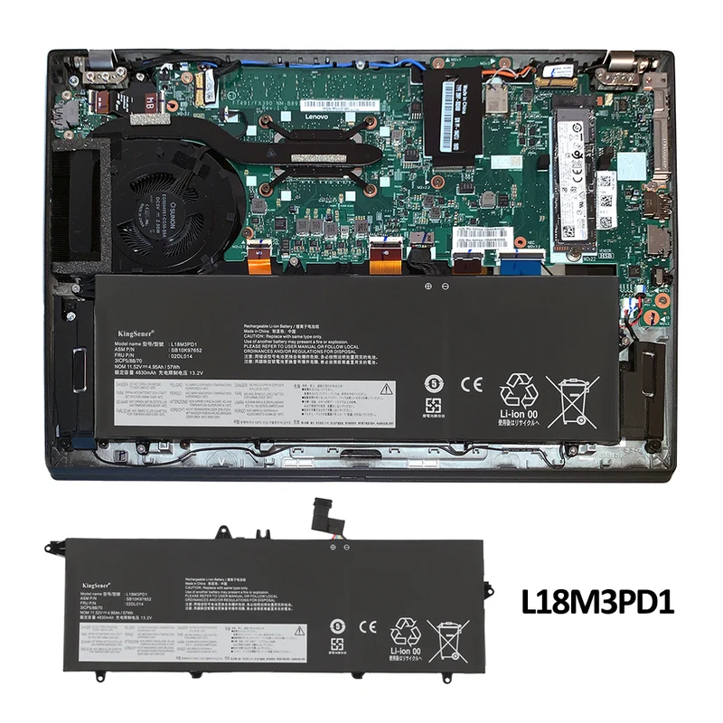 L18M3PD1 L18C3PD1 Laptop Battery for Lenovo ThinkPad T14s T490s T495s — 11.46V 57Wh