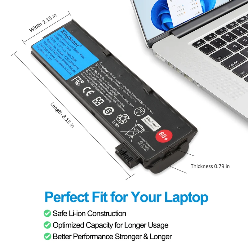 ThinkPad 6-Cell Extended Replacement Battery 45N1136 Compatible With Lenovo X240 T440 T460 11.22V 72Wh