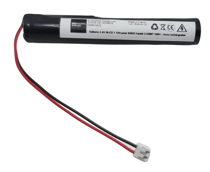 Batterie BAES AA Ni-CD 2.4V avec connecteur pour bloc de secours
