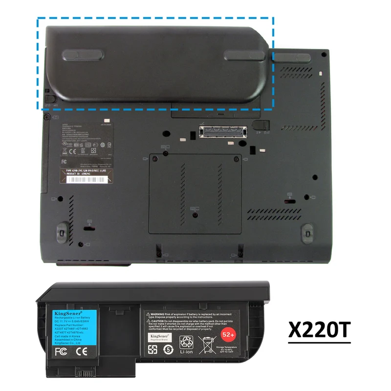 Replacement Battery For Lenovo ThinkPad X220T Tablet 42T4881 42T4882 52+ 11.1V 63Wh