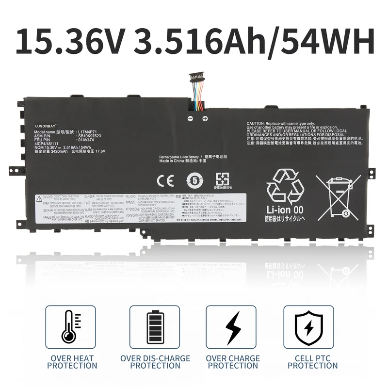 L17M4P71 Laptop Battery For Lenovo ThinkPad X1 Yoga 3rd Gen Series | LUSONBAY EU Stock
