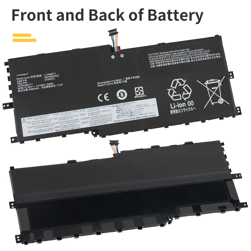 L17M4P71 Laptop Battery For Lenovo ThinkPad X1 Yoga 3rd Gen Series | LUSONBAY EU Stock