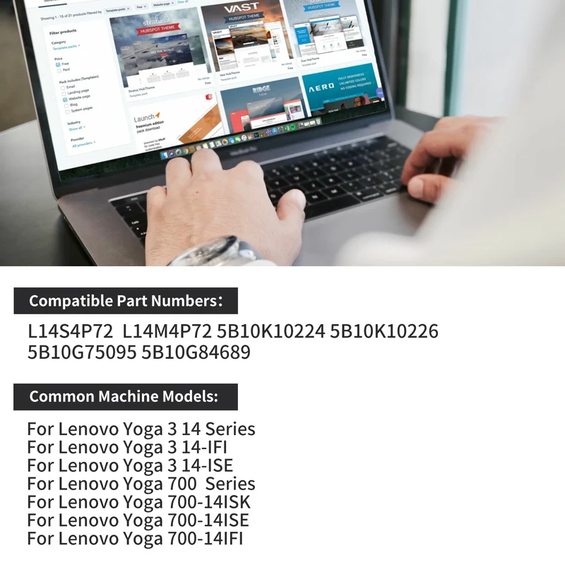 L14S4P72 Replacement Battery For Lenovo Yoga 3 14 Yoga 700 14ISK Serie | LUSONBAY EU Stock