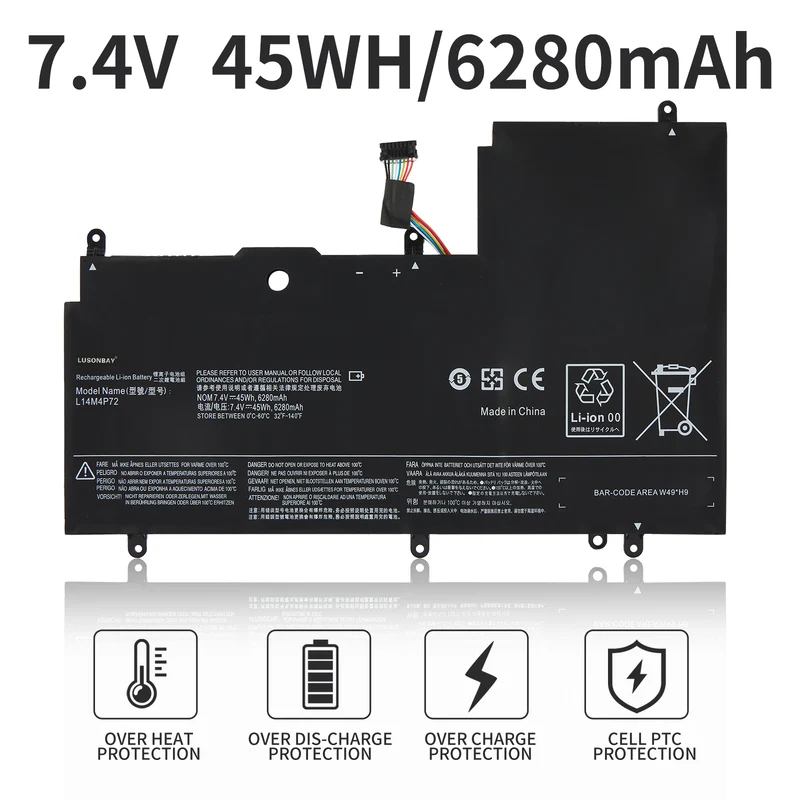 L14S4P72 Replacement Battery For Lenovo Yoga 3 14 Yoga 700 14ISK Serie | LUSONBAY EU Stock