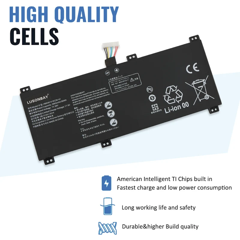 HB6081V1ECW-41 Laptop Battery For Huawei MateBook D16 Series HLYL-WFP9 HLY-W19R 15.28V 3665mAh | LUSONBAY EU Stock