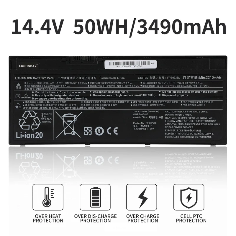 FPB0338S Laptop Battery For Fujitsu LifeBook T937 T938 T939 E548 E549 14.4V 50WH/3490mAh | LUSONBAY EU Stock