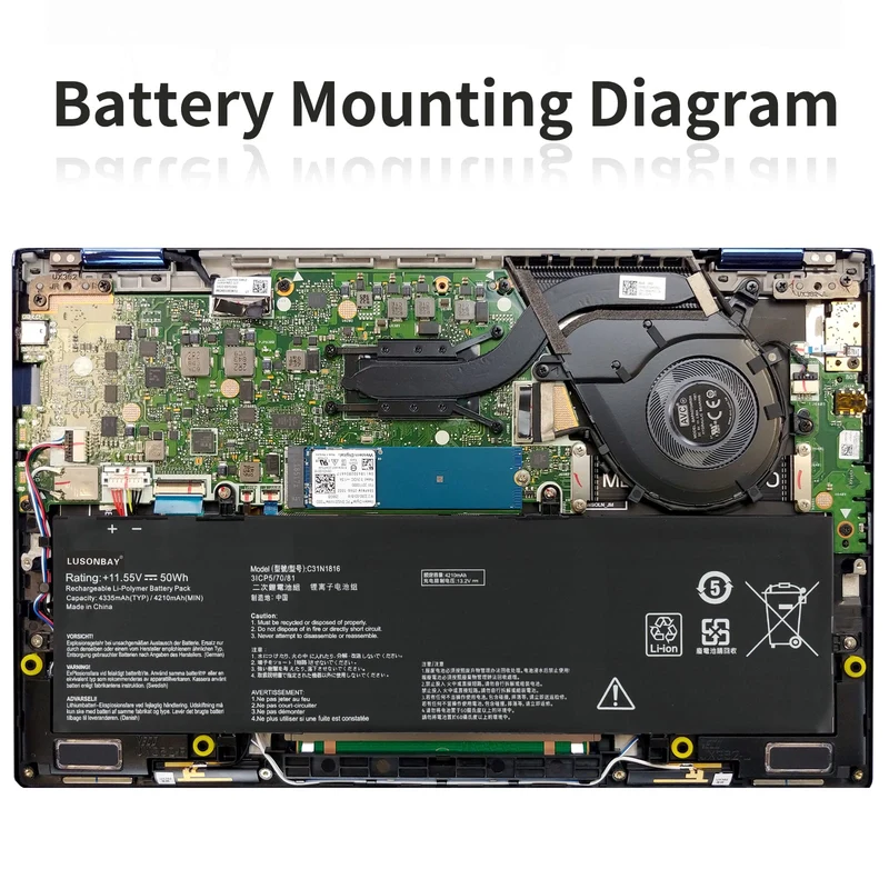 C31N1816 Replacement battery For Asus ZenBook Flip 13 UX362 UX362F UX362FA | LUSONBAY EU Stock