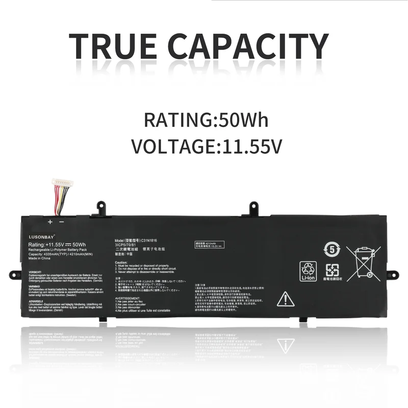 C31N1816 Replacement battery For Asus ZenBook Flip 13 UX362 UX362F UX362FA | LUSONBAY EU Stock