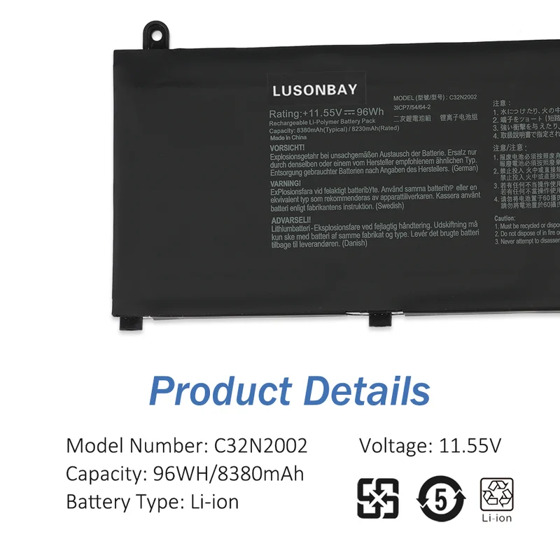 C32N2002 Replacement Battery For Asus ZenBook Flip 15 Q538 Q538E Q538EI Series | LUSONBAY EU Stock