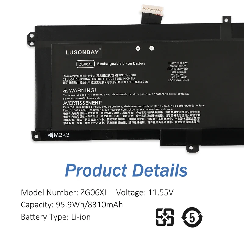 ZG06XL Replacement Battery For HP ZBook Studio X360 G5 Series 5CN15PA 2ZC63EA | LUSONBAY EU Stock