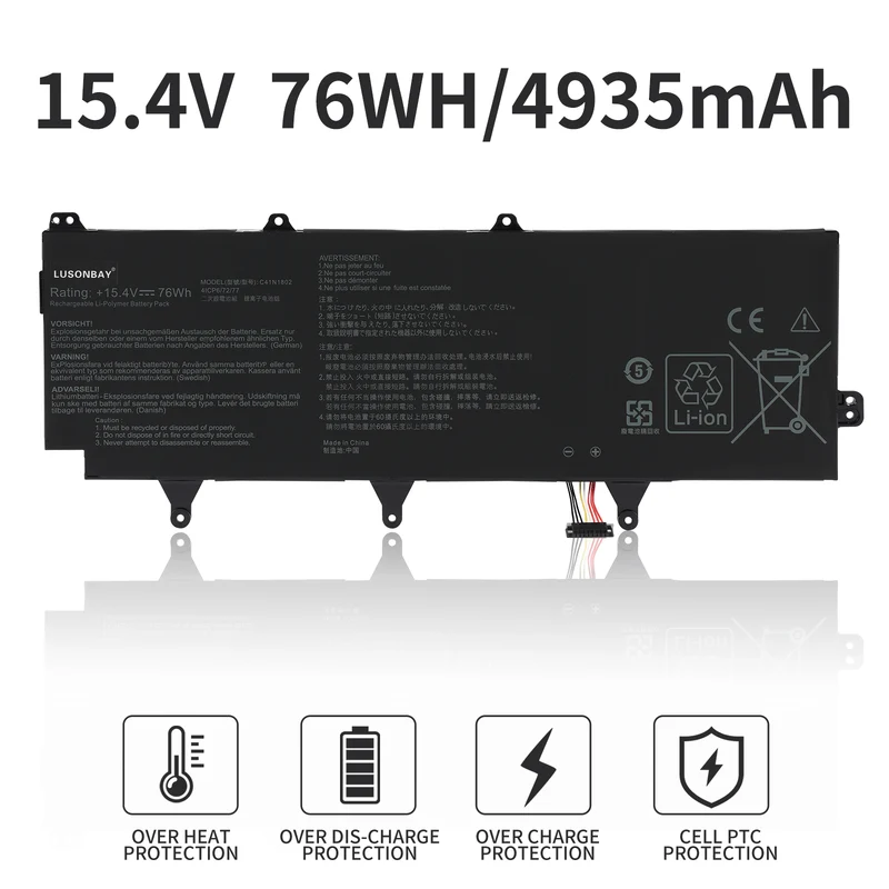 C41N1802 Replacement Battery For ASUS ROG Zephyrus S GX701GX GX701GVR GX701GXR | LUSONBAY EU Stock