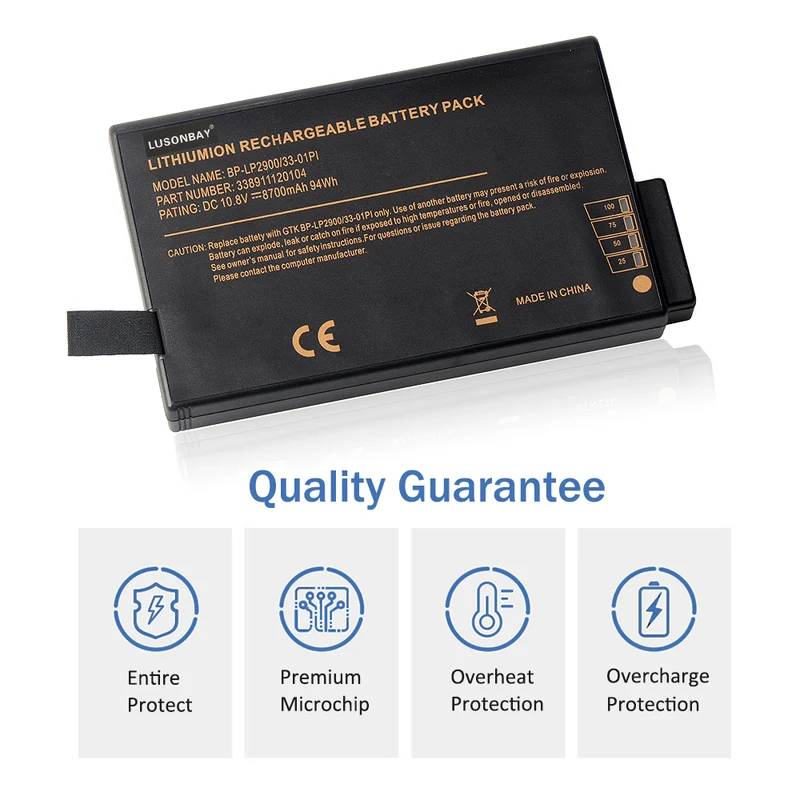 BP-LP2900 Replacement Battery for Getac X500 V100 V1010 V200 M230 338911120104 | LUSONBAY EU Stock