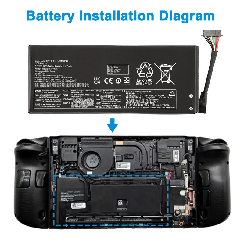 L23M2PK0 Replacement Battery For Lenovo Legion Go 8APU1 AMD Handheld 7.76V 82Wh