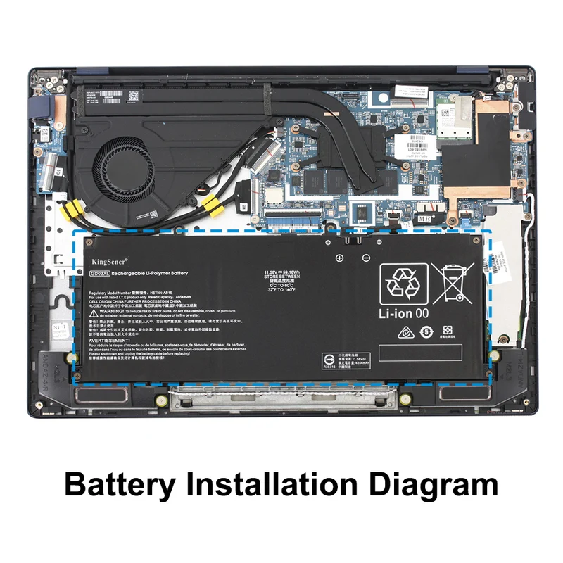 HP Envy x360 14 OmniBook X 14 EliteBook Ultra G1q Pavilion 16 Replacement Battery GD03XL 59Wh
