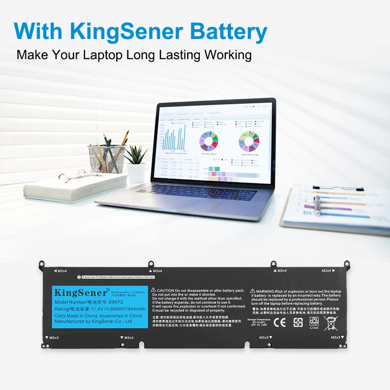 69KF2 Laptop Battery For Dell XPS 15 9500 P91F P91F001 P45E002 | EU Stock