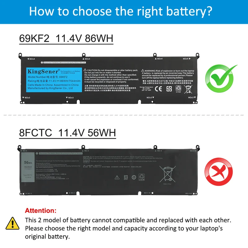 69KF2 Laptop Battery For Dell XPS 15 9500 P91F P91F001 P45E002 | EU Stock