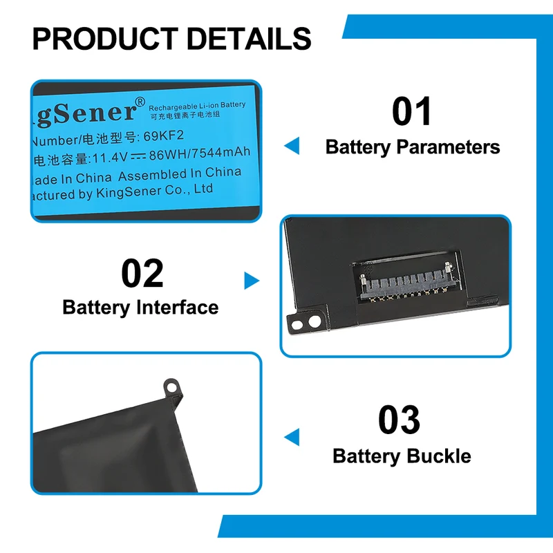 69KF2 Laptop Battery For Dell XPS 15 9500 P91F P91F001 P45E002 | EU Stock