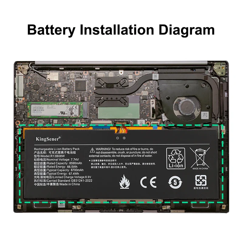 R13B08W Replacement battery For Xiaomi RedmiBook Air 13.3 inch 2020 XMA2005-AN