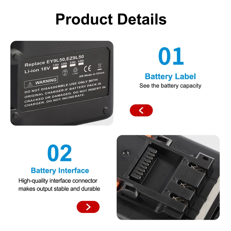 Replacement Power Tool Battery For Panasonic EZ9L50 18V 3.3Ah