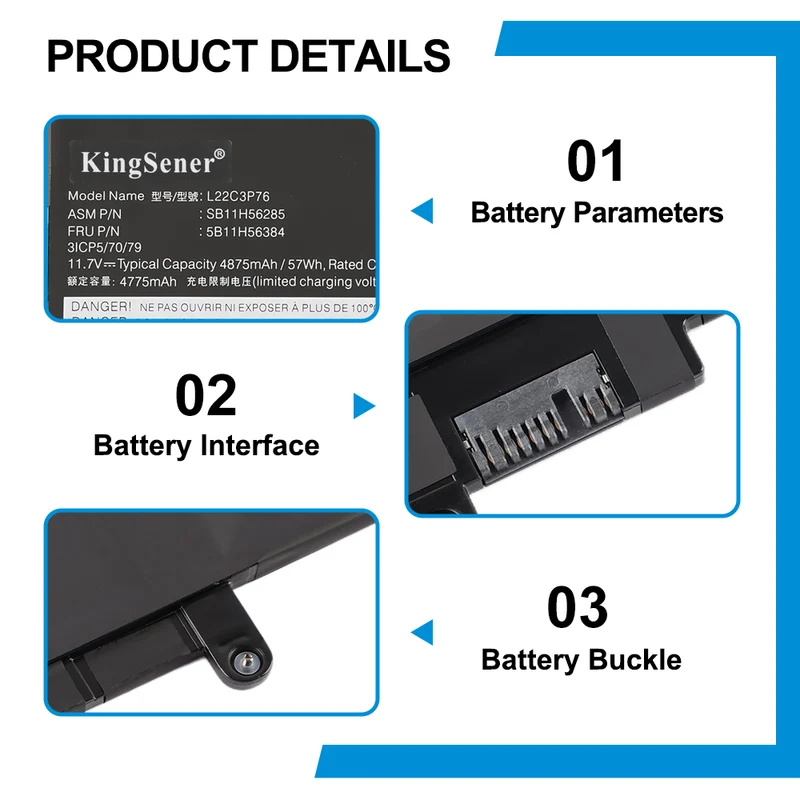 L22C3P76 Battery for Lenovo ThinkPad X1 Carbon Gen 12 21KC 21KD 11.7V 57Wh
