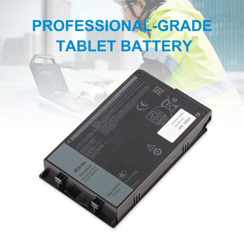 6WVHD Laptop Battery for Dell Latitude 7230 2-in-1 Rugged Extreme Tablet 7.6V 35.6Wh