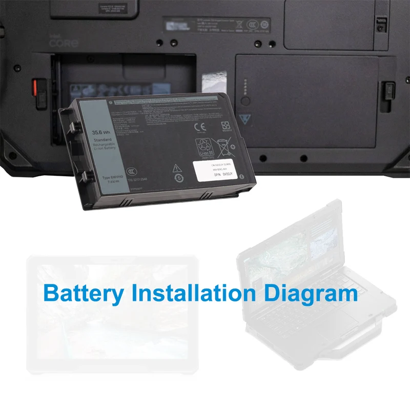 6WVHD Laptop Battery for Dell Latitude 7230 2-in-1 Rugged Extreme Tablet 7.6V 35.6Wh