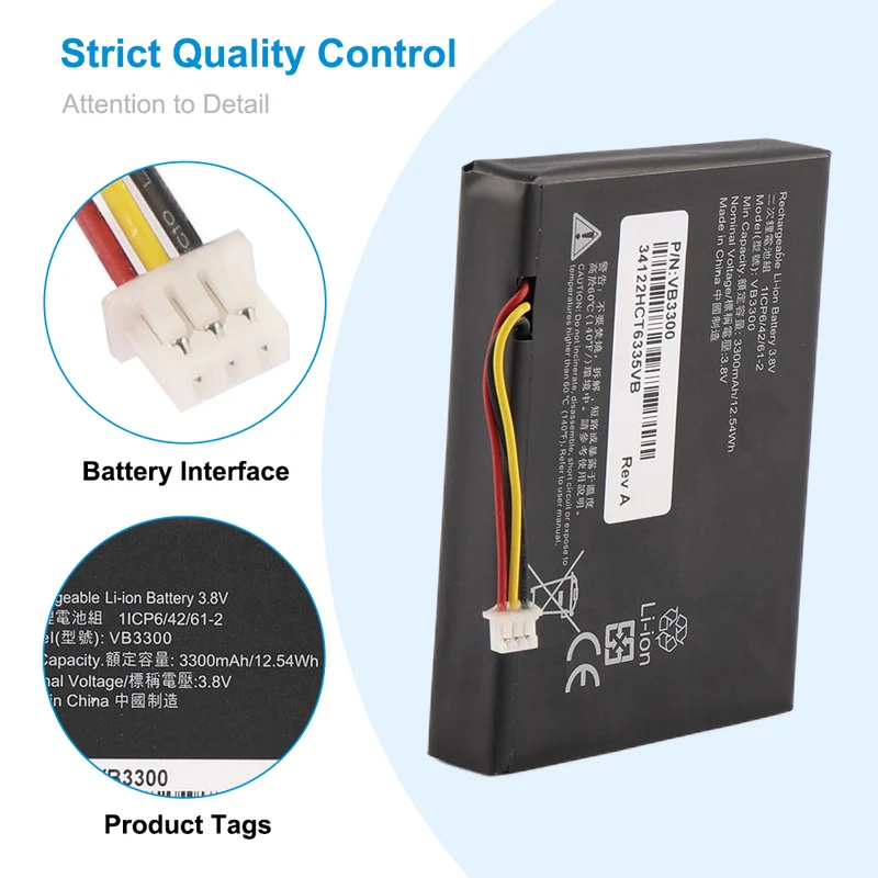 VB3300 Battery for Motorola VB400 Body Camera 3.8V 3300mAh 12.54Wh