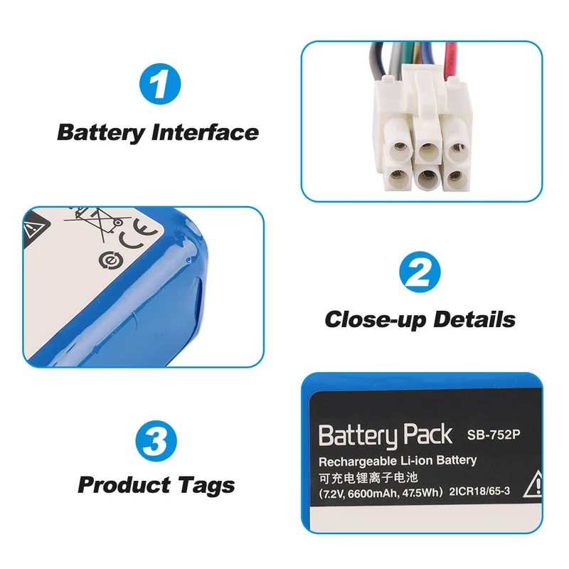 SB-752P Battery for Nihon Kohden SVM-7501 6600mAh 48.84Wh 7.4V