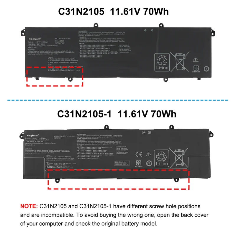 C31N2105-1 Battery For ASUS Vivobook Pro 15 OLED K6502 Vivobook Pro 14X OLED N7401 K3605