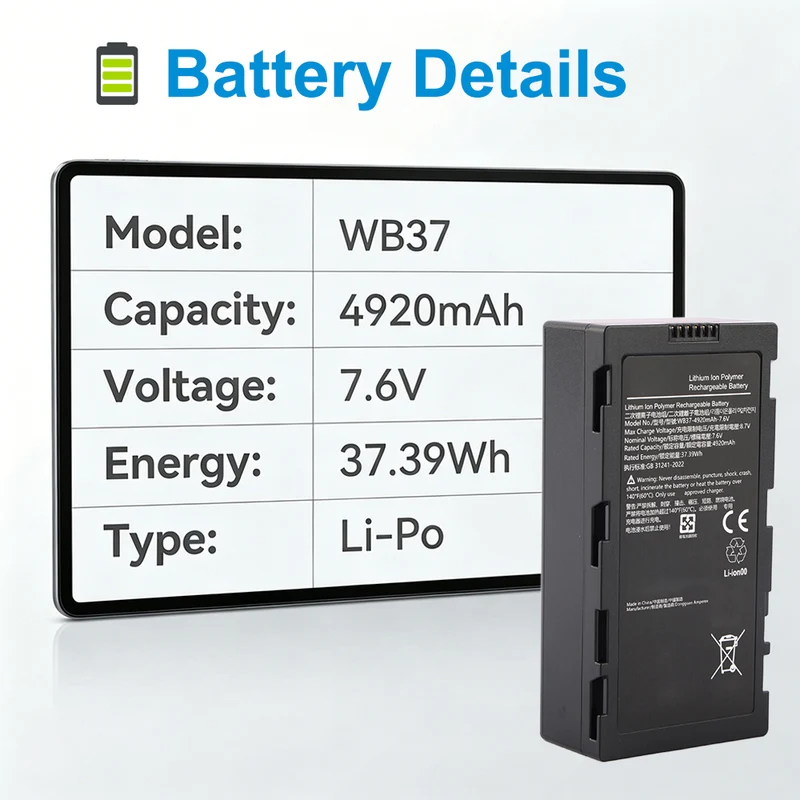 WB37 Battery For DJI RC Plus CrystalSky Cendence Remote Controller FPV D-RTK 2