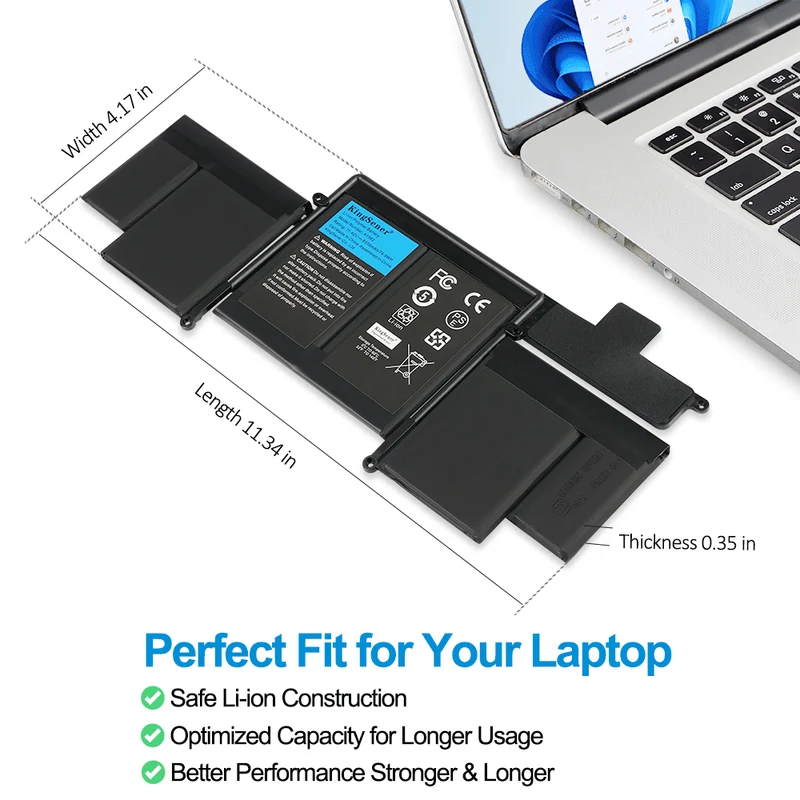 A1582 Battery for Apple MacBook Pro 13 inch Retina A1502 (Early 2015) — 11.42V 74.9Wh