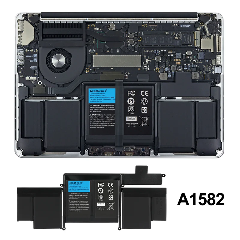 A1582 Battery for Apple MacBook Pro 13 inch Retina A1502 (Early 2015) — 11.42V 74.9Wh