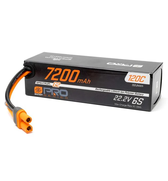 Spektrum Accu lipo Smart G2 Pro Series 6S 22.2v 7200mah 120C Hard Case IC5 SPMX726S120