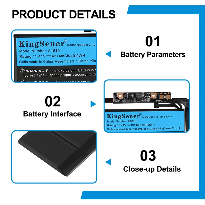 Apple MacBook Pro 13-inch MNQF2LL/A Battery Replacement-Compatible A1819