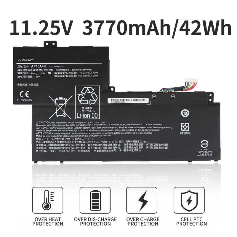 AP16A4K Replacement Battery For Acer Swift SF113-31-P63H P0N9 P42V AO1-132-C0QL C129 C3FQ | LUSONBAY EU Stock