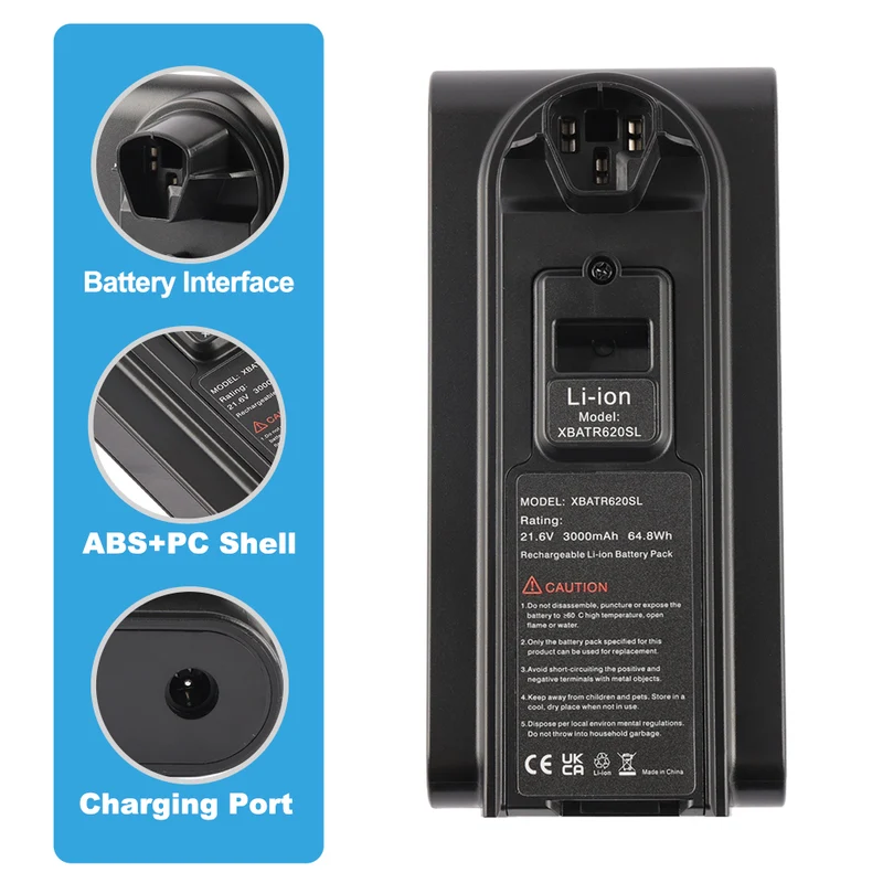 Shark UZ565H Cordless Vacuum Replacement Battery XBATR620SL 2350mAh 21.6V