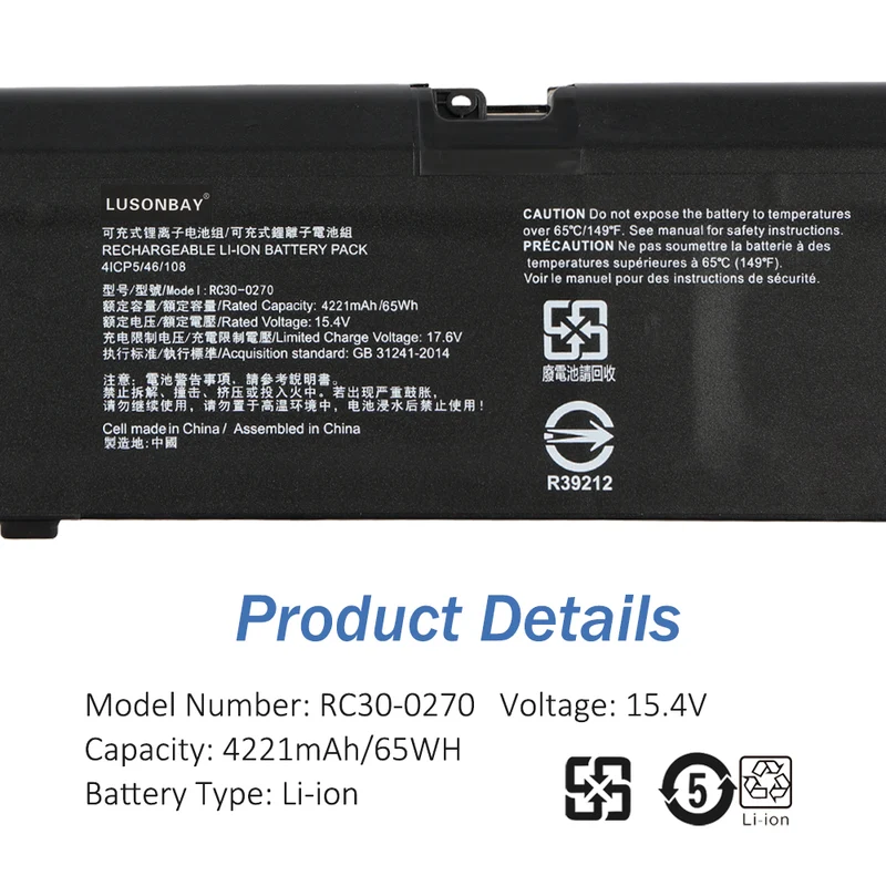 RC30-0270 Laptop Battery For Razer Blade 15 Base Stealth 2018 Series | LUSONBAY UK Stock
